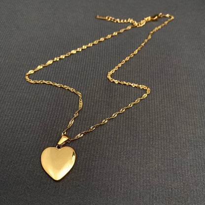 CZ Inlaid Enamel Cherry Heart 18K Golden SS Necklace