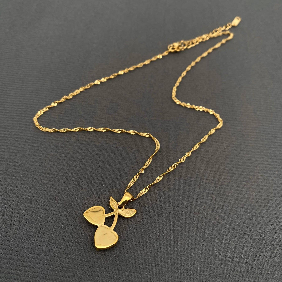 Cherry Charm 18K Gold Plated Stainless Steel Necklace