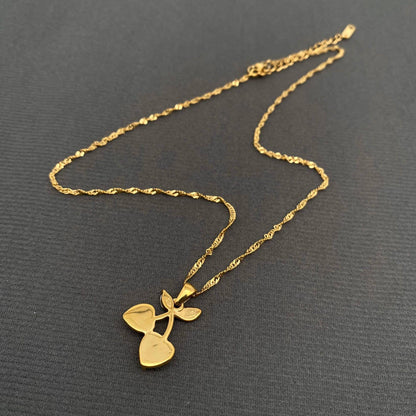 Cherry Charm 18K Gold Plated Stainless Steel Necklace