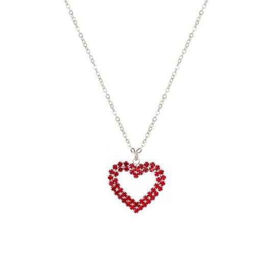 VALENTINE'S DAY HEART PAVE PENDANT NECKLACE