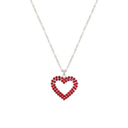 VALENTINE'S DAY HEART PAVE PENDANT NECKLACE silver