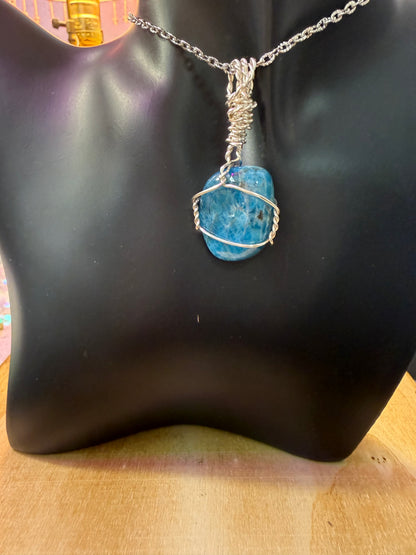Blue Apatite Crystal Pendant