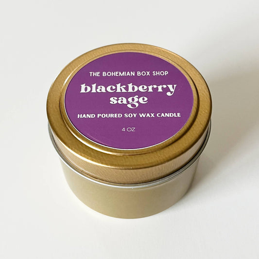 Blackberry Sage 4oz Gold Tin Candle