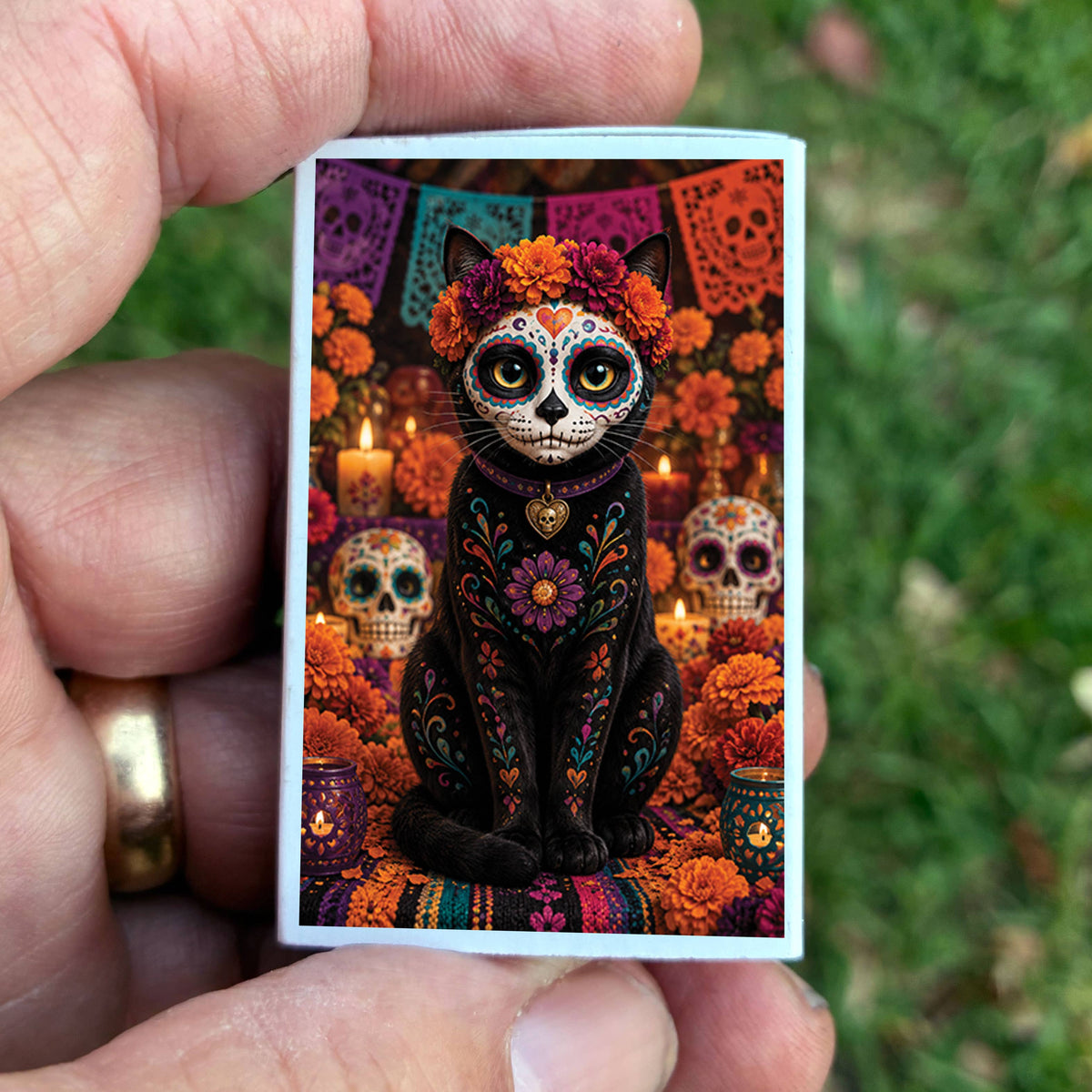 Matches • Halloween Day of the Dead Cat • Home Decor