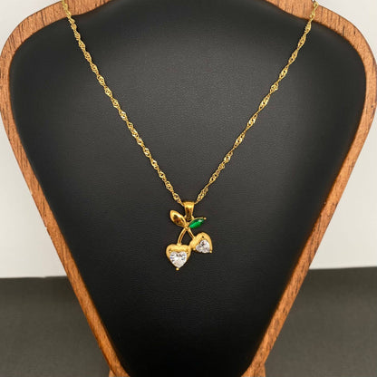 Cherry Charm 18K Gold Plated Stainless Steel Necklace
