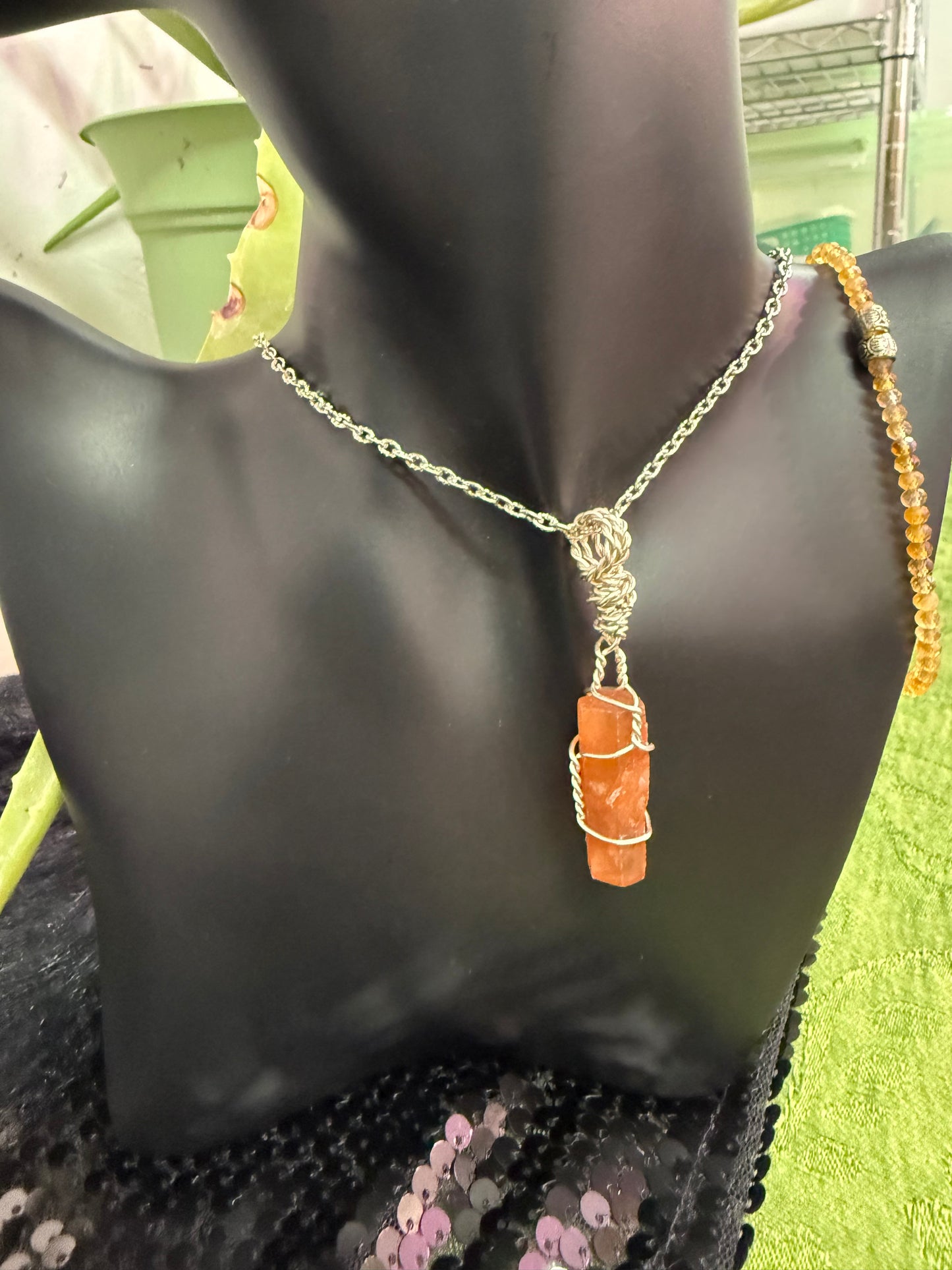 Carnelian Raw crystal pendant