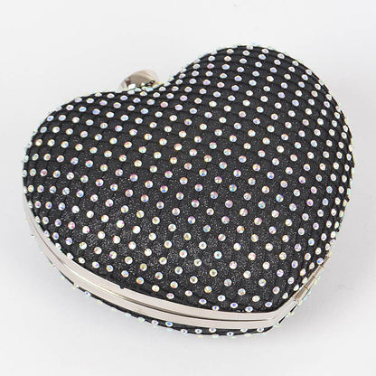 Heart Rhinestone Clutch: Black