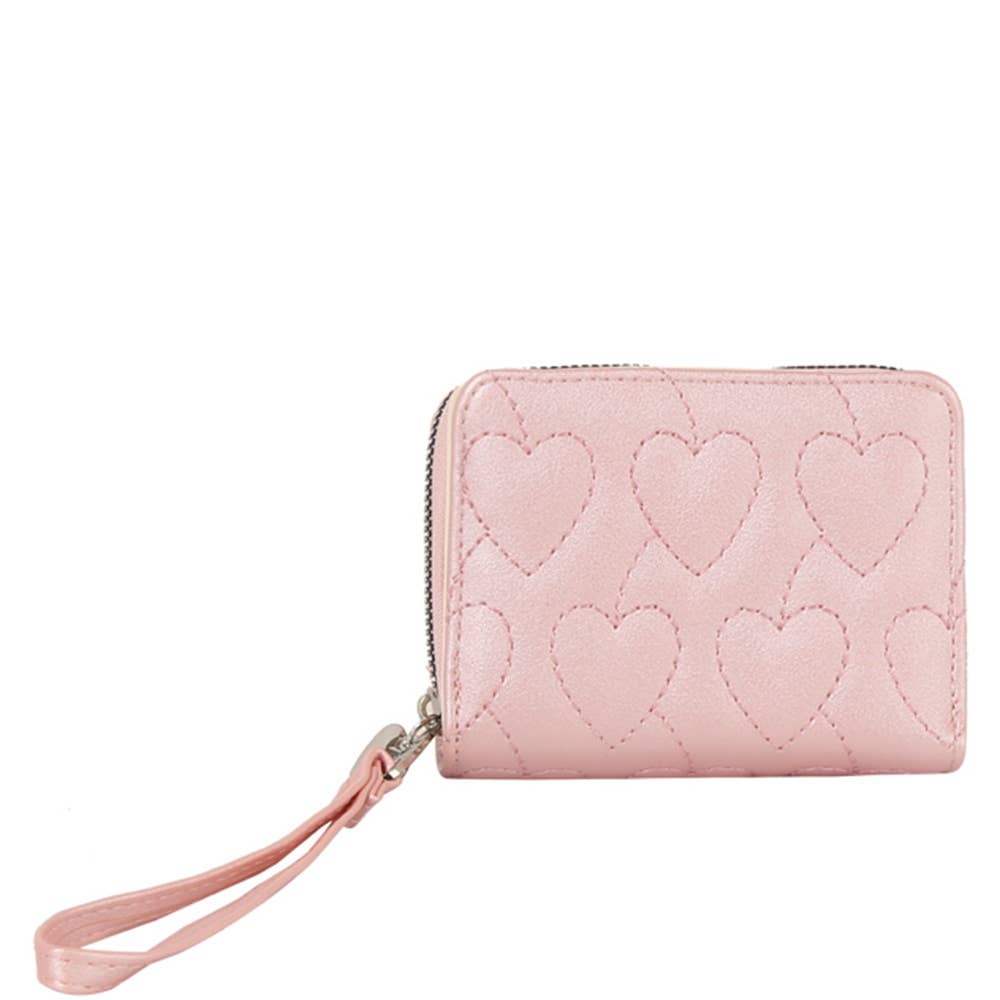 Heart Quilted Wallet A Wristlet GLW-0191: CHERRY