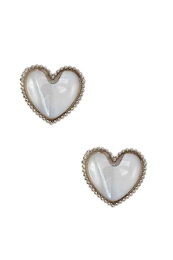 FRAMED HEART POST EARRING 540: ABALONE