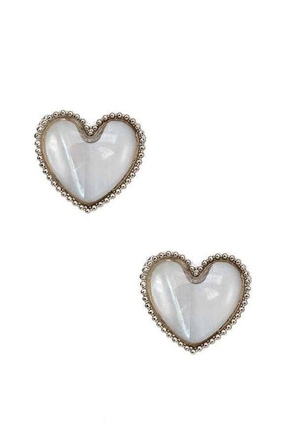 FRAMED HEART POST EARRING 540: ABALONE