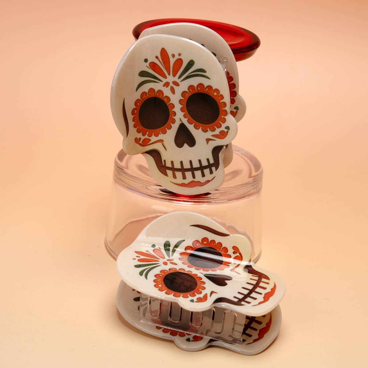 Day of the Dead Sugar Skull Halloween Hair Claw Clip: Skull
