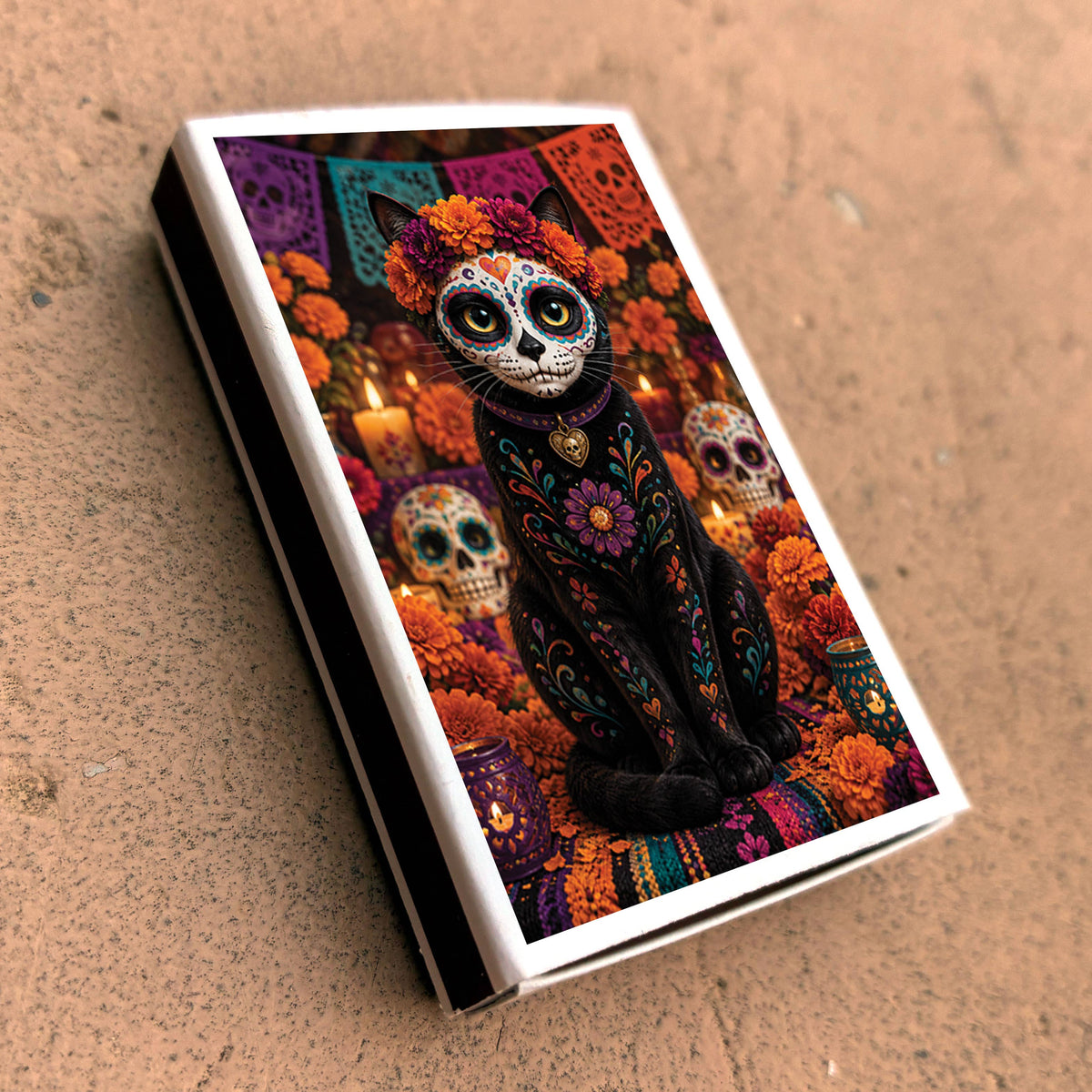 Matches • Halloween Day of the Dead Cat • Home Decor