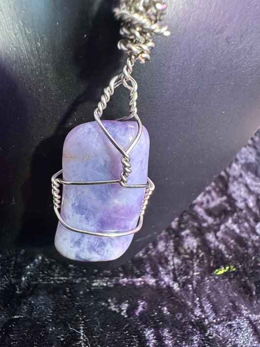 Chevron hand wrapped Crystal pendant