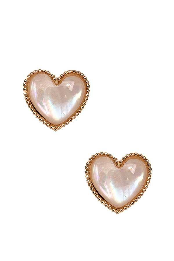 FRAMED HEART POST EARRING 540: ABALONE