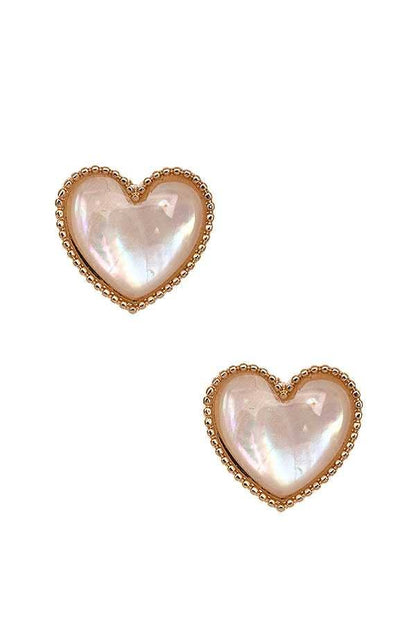 FRAMED HEART POST EARRING 540: ABALONE