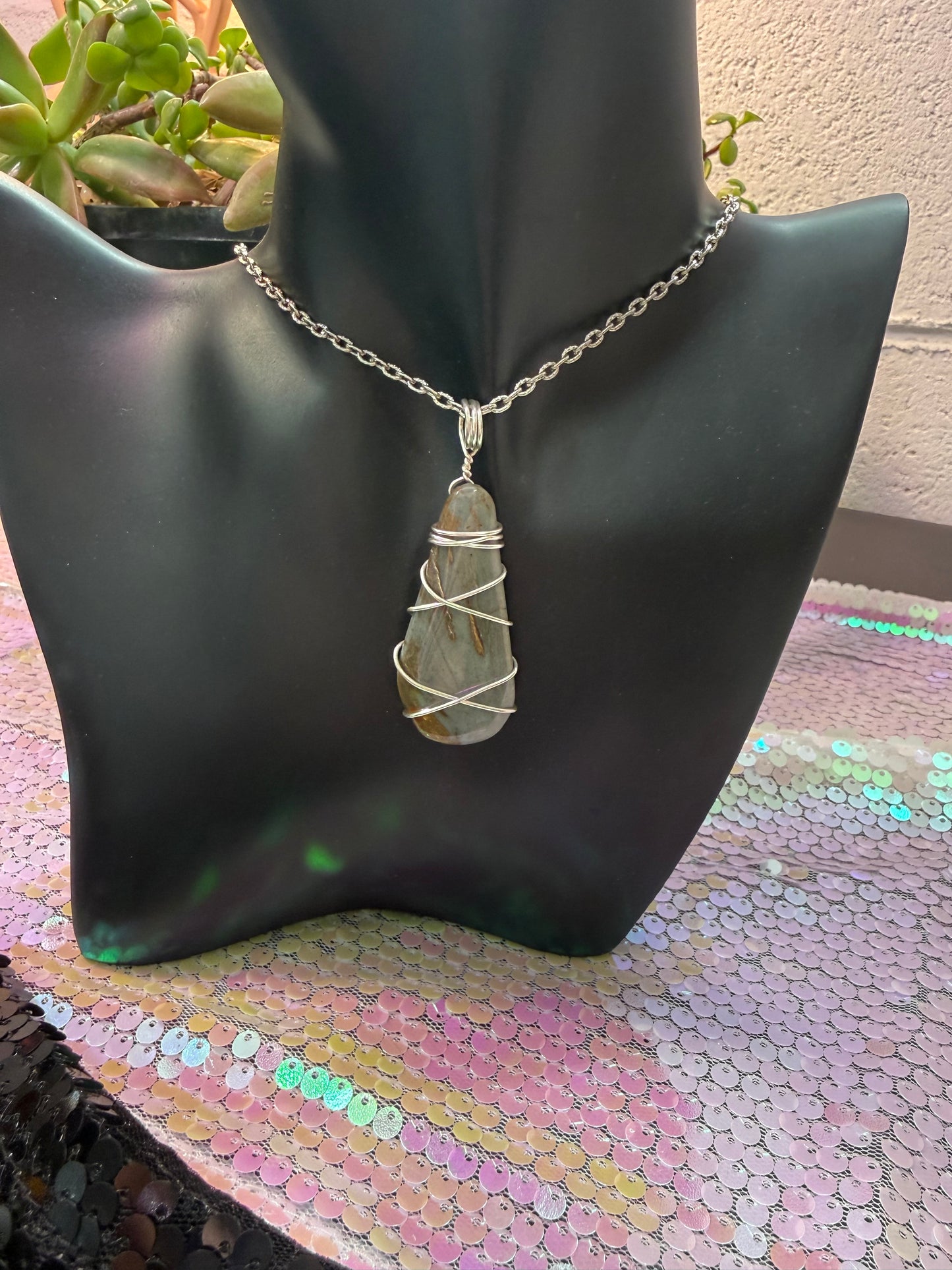 Laboradorite Crystal Pendant