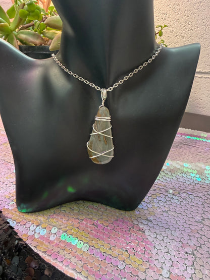 Laboradorite Crystal Pendant