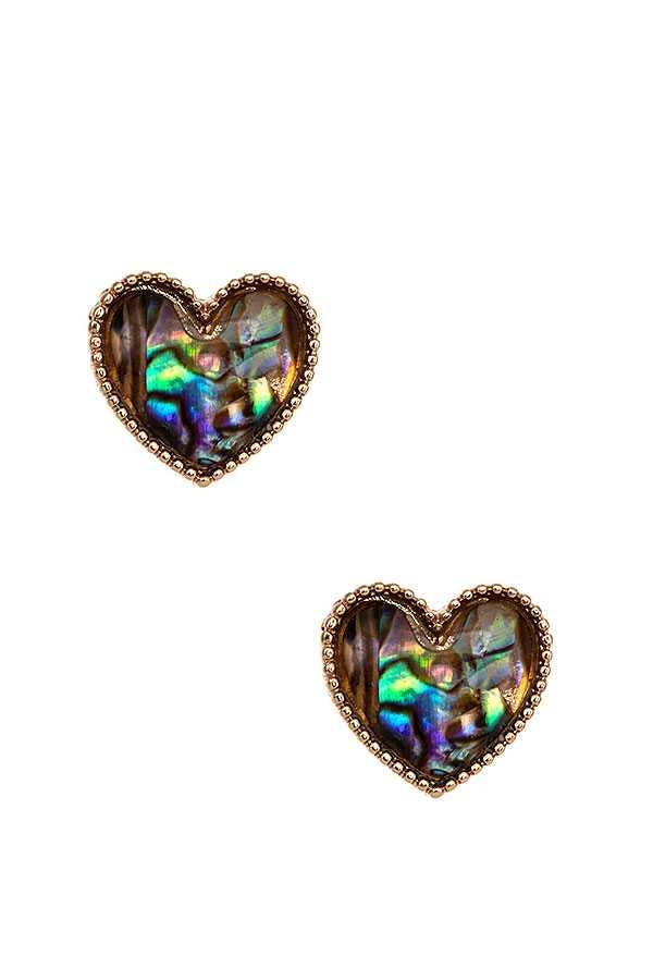 FRAMED HEART POST EARRING 540: ABALONE