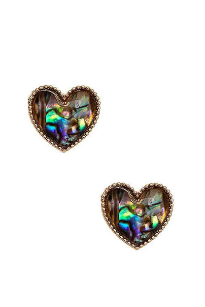 FRAMED HEART POST EARRING 540: ABALONE
