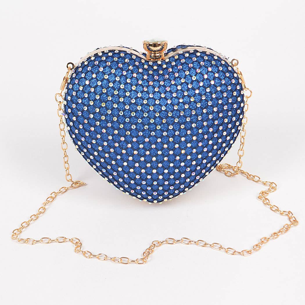 Heart Rhinestone Clutch: Black