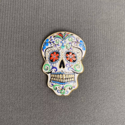 Halloween Colored Skull Brooch: Pink