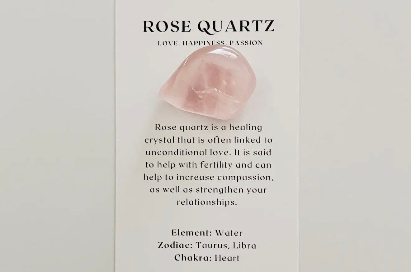 Pocket Rose Quartz Tumbled Crystal with Information Card