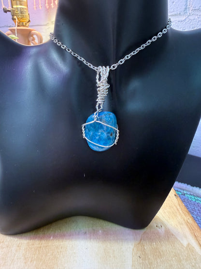 Blue Apatite Crystal Pendant