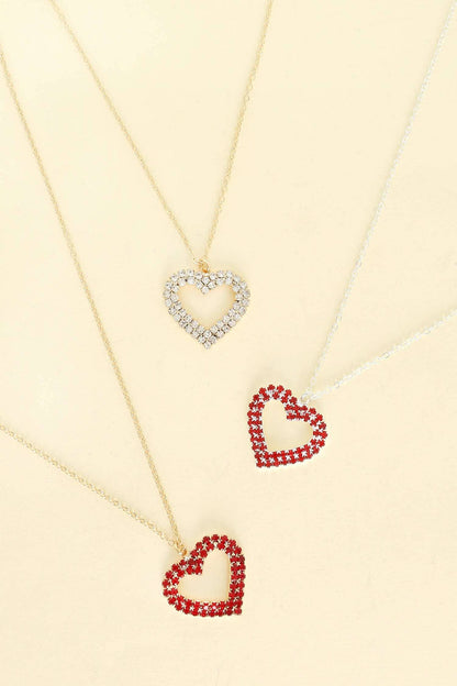 VALENTINE'S DAY HEART PAVE PENDANT NECKLACE