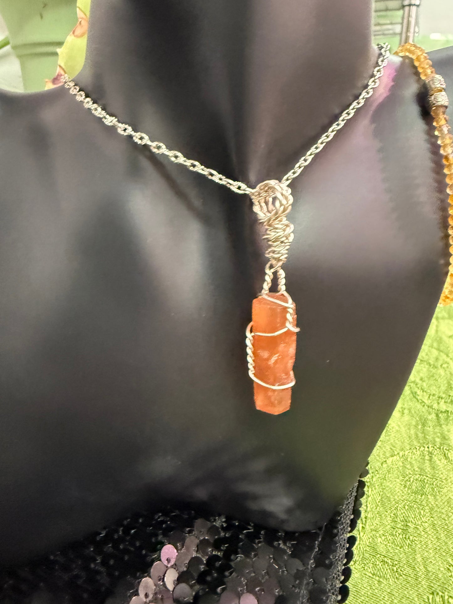 Carnelian Raw crystal pendant