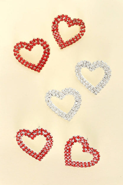 Valentines Day Heart Pave Drop Earrings: Red Gold