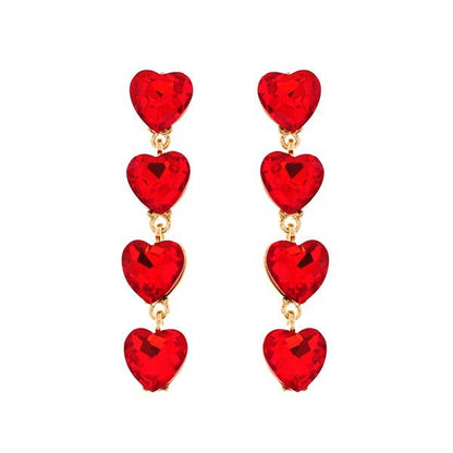 4-TIER CRYSTAL RHINESTONE HEART SHAPED EARRINGS Black