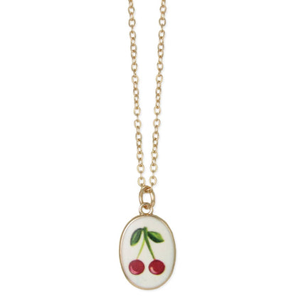 Cherry Vintage Enamel Cherries Gold Necklace