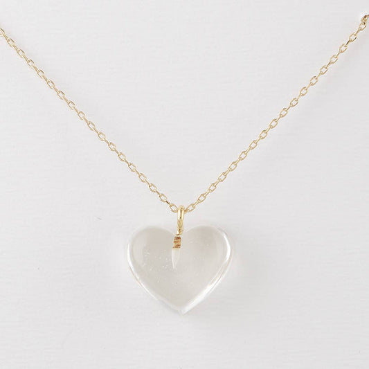 Clear Heart Pendant Necklace: Gold Clear
