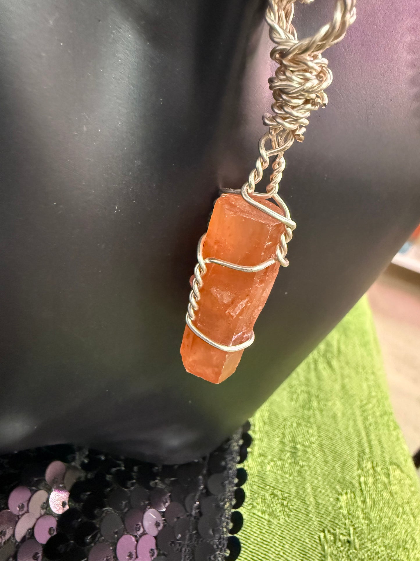 Carnelian Raw crystal pendant