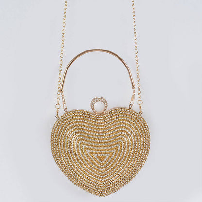 Rhinestone Heart Shape Party Clutch: Clear Black