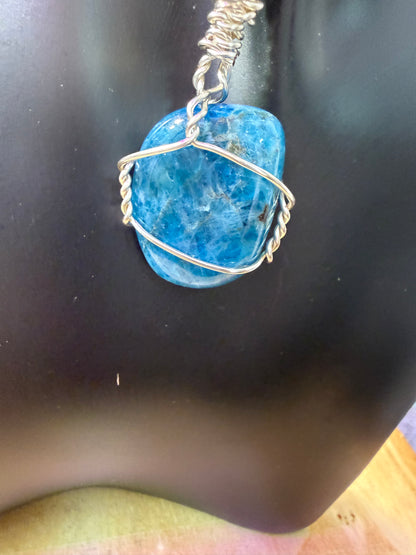 Blue Apatite Crystal Pendant