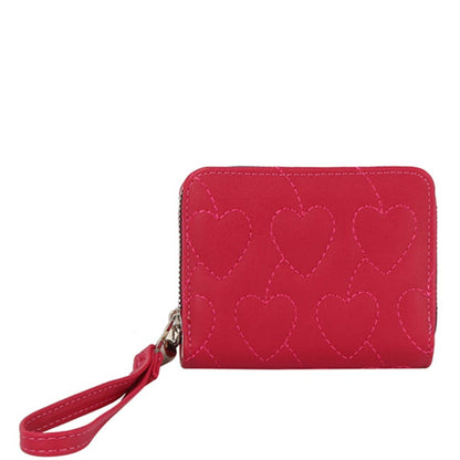Heart Quilted Wallet A Wristlet GLW-0191: CHERRY