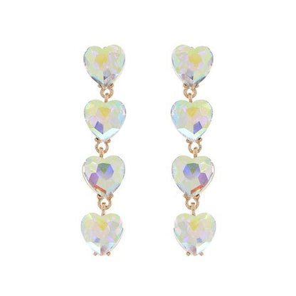 4-TIER CRYSTAL RHINESTONE HEART SHAPED EARRINGS Black