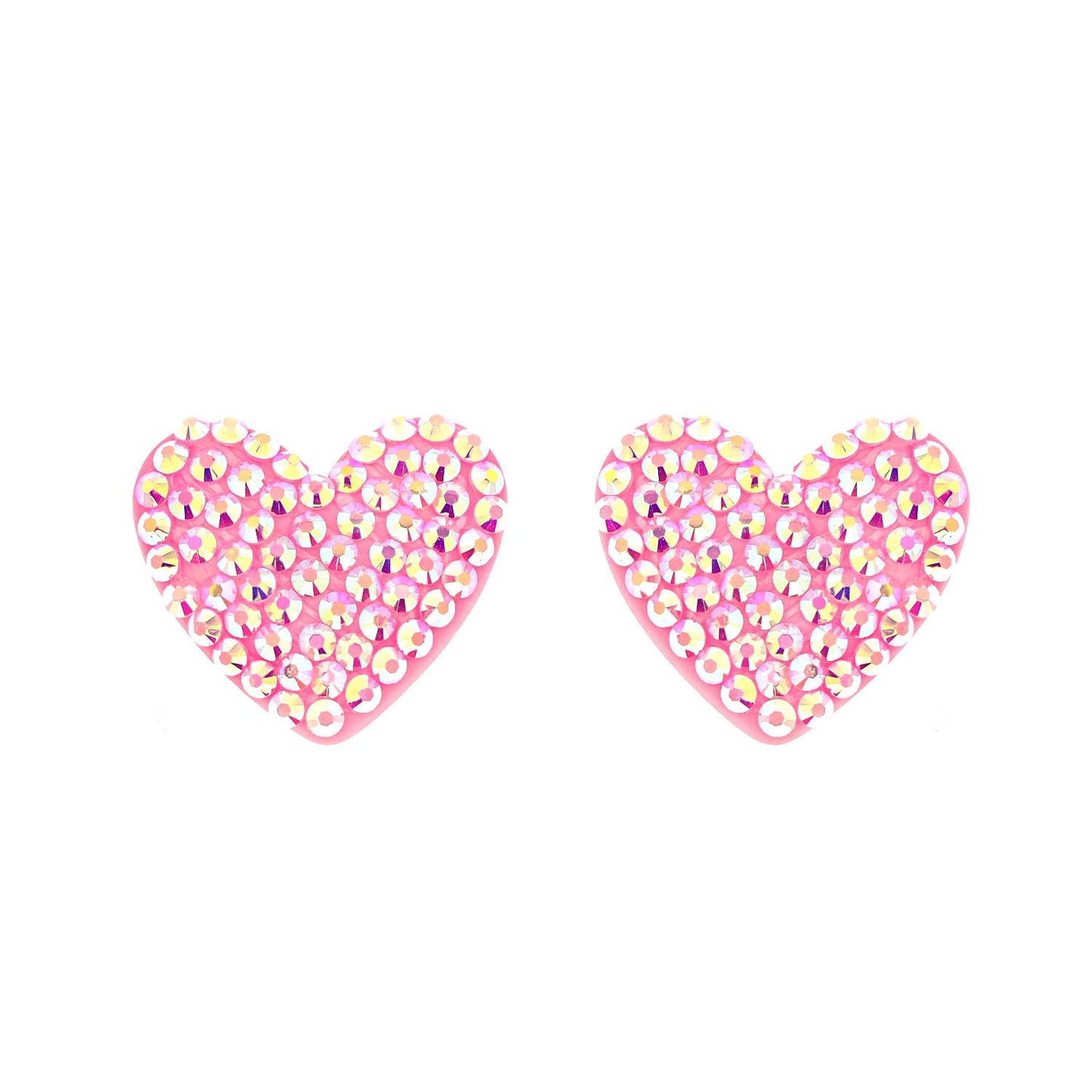 Rhinestone Heart Acrylic Post Earrings : Lavender