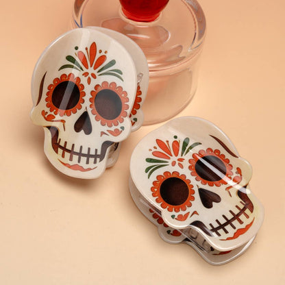 Day of the Dead Sugar Skull Halloween Hair Claw Clip: Skull