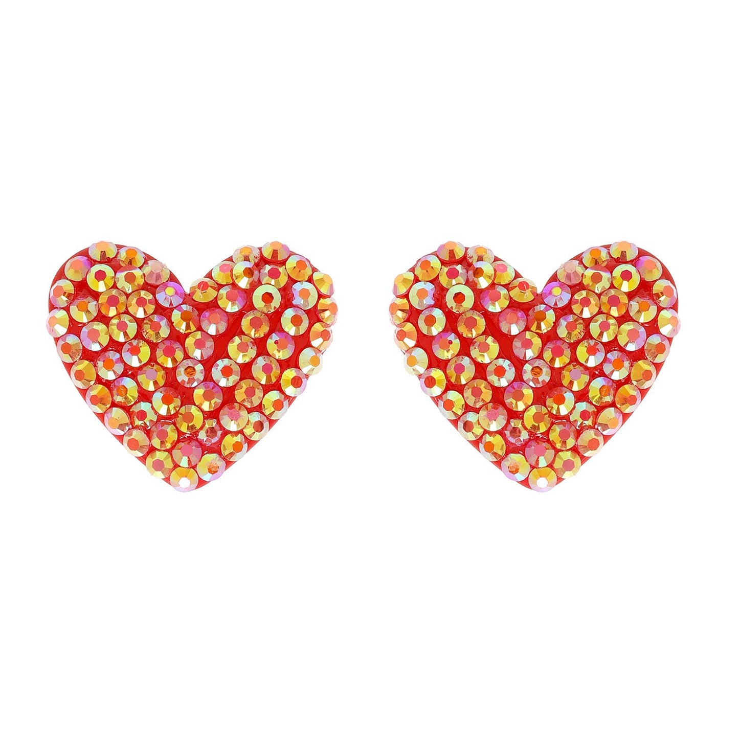 Rhinestone Heart Acrylic Post Earrings : Lavender