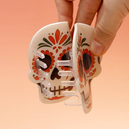 Day of the Dead Sugar Skull Halloween Hair Claw Clip: Skull