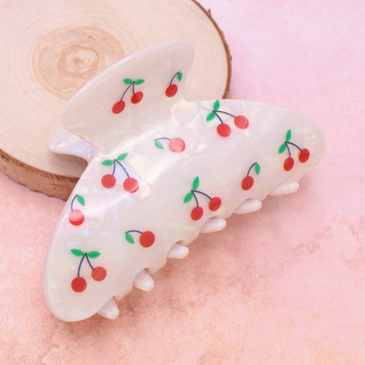 Cherry Bunch White Hair Claw