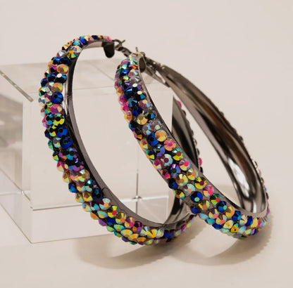 Embellished Rhinestone Hoop Earrings
