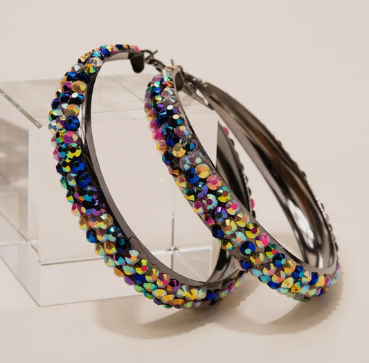 Embellished Rhinestone Hoop Earrings