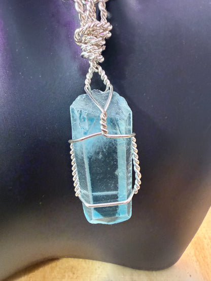 Blue Angel Aura Crystal Pendant