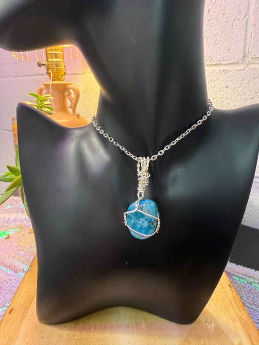 Blue Apatite Crystal Pendant