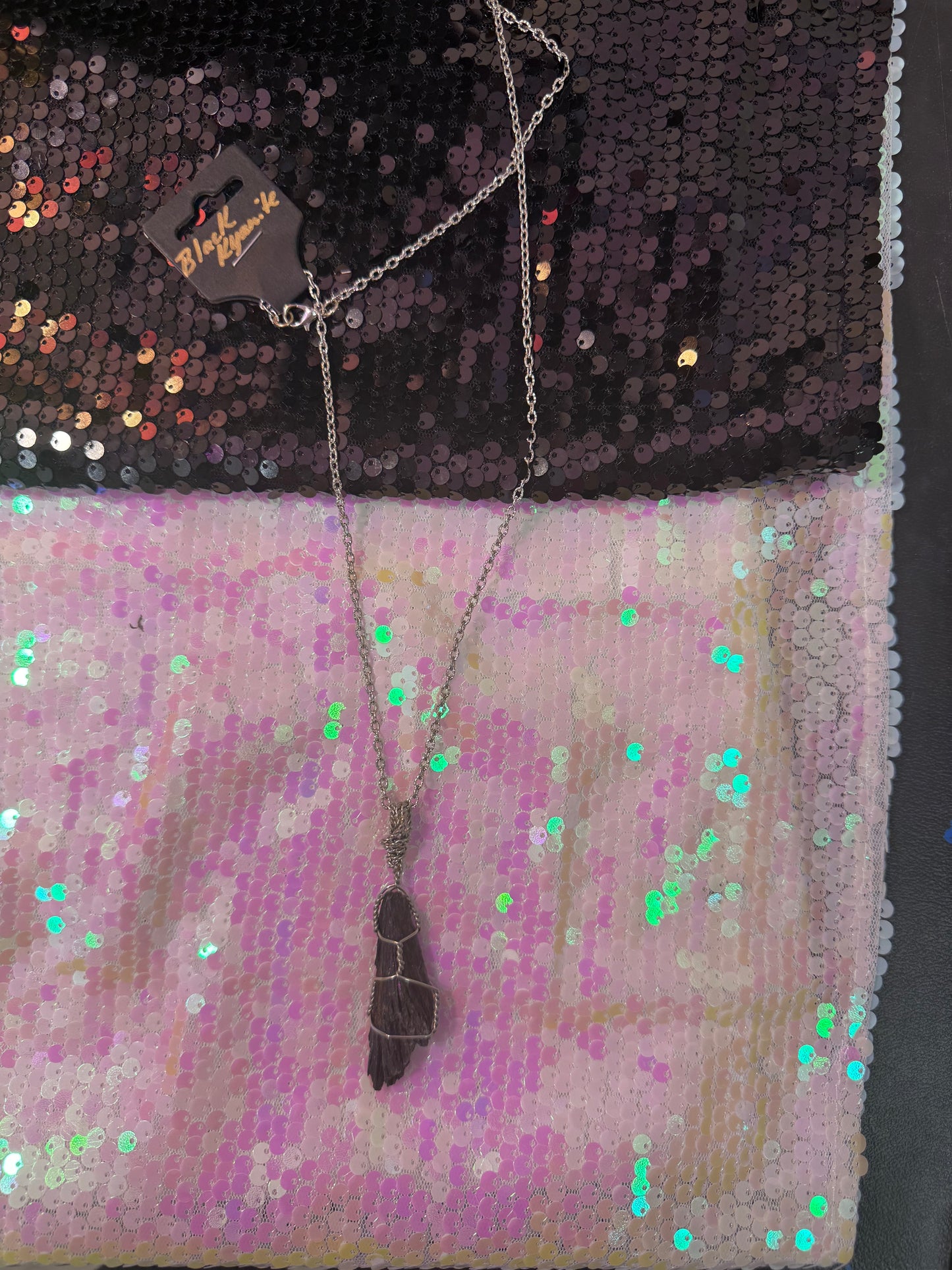 Black Kyanite hand wrapped pendant