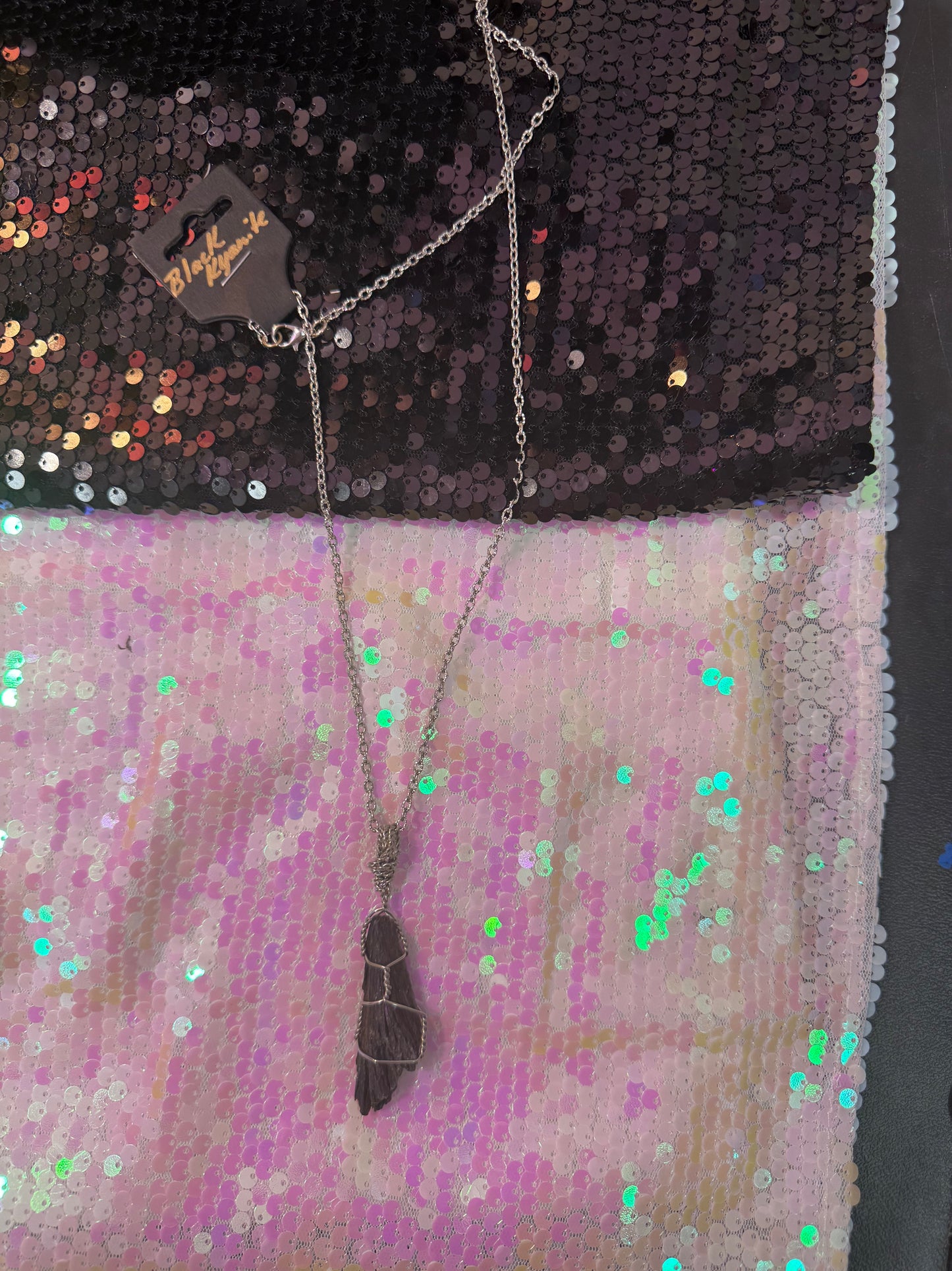 Black Kyanite hand wrapped pendant