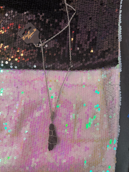 Black Kyanite hand wrapped pendant